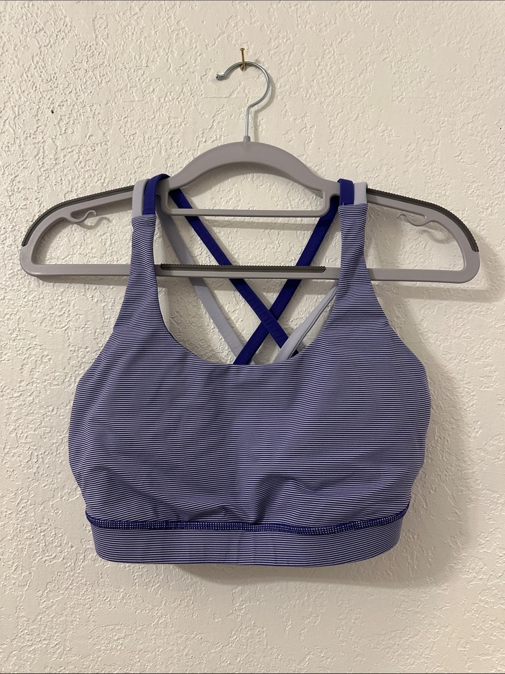 Lululemon Athletica Energy Bra Purple Grey Stripes Size 8
